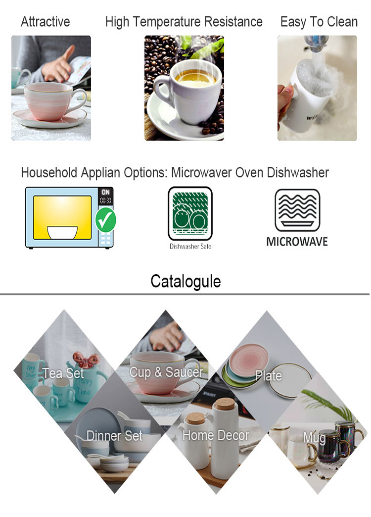 Customized nordic dinnerware sets ceramic wedding white dishes plates set with gold rim