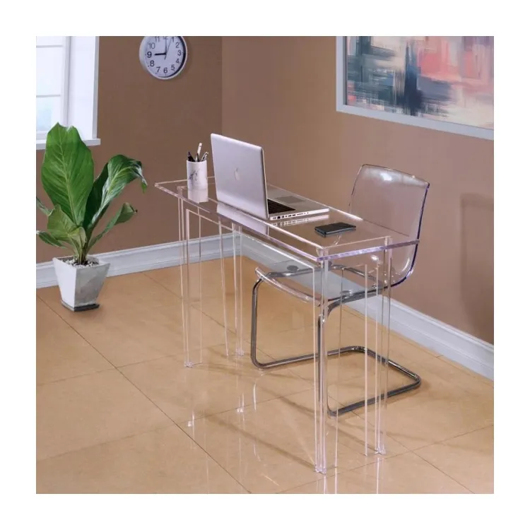 クリアコンソールアクリルコーヒーテーブルデコレーションエンド家具ホームオフィス用透明サイドテーブル脚リビングルームベッドルーム