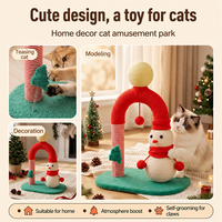 Griffoir Chat Noël Corde Sisal Bonhomme Neige Jouet Ressort Velours Style Mignon Hiver Chats Moyens Installation Facile