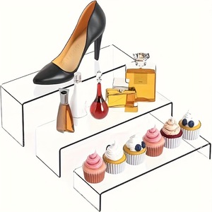 Transparent Plastic 3 Tier Desktop Cosmetic Storage Rack With Extendable Display Stand For <b>Desk</b> Organization - Product Image 1