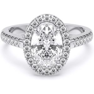 KEEVA JEWELS Bagues de fiançailles pour femmes en platine 950 certifié IGI FVS 2 Ct Center 0.50 Ct Side Lab Grown Diamond Halo - Product Image 2