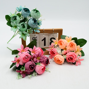 Bouquet de fleurs artificielles 30 cm, roses en soie, accessoires de décoration pour mariage et maison - Product Image 1
