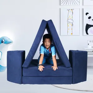 Hot Sell Children Play US-certipur Foam Configurable Play Couch Furniture Folding Modular Living Room Sofas Kids Play Couch