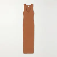 Sleeveless Ribbed Knitted Bodycon Midi Dress for Women