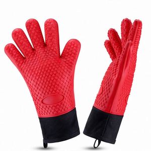 Long Food Grade <b>Silicone</b> Oven Mitts Durable Heat and Slip Resistant BBQ Grill Glove - Product Image 1