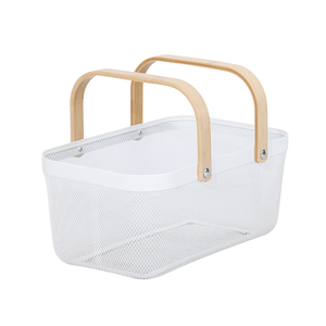 Kesing Big <strong>Square</strong> <strong>Storage</strong> <strong>Basket</strong> with Wood or Bamboo Handle - Product Image 2