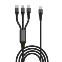A-bst kabel pengisi daya Usb 60W, kawat pengisian daya Cepat nilon kepang 3 in 1 untuk ponsel cekung C-C 20V/3A 60W PD