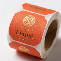 Autocollants en papier texturé spécial, estampage à chaud, logo en feuille d'or, étiquettes de luxe, logo en relief, autocollants avec revêtement UV sélectif