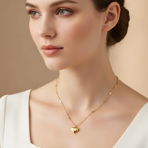 Collana Girocollo in Acciaio Inossidabile 316L Color Oro con Ciondolo a Cuore, Gioielli alla Moda, Regalo per Feste - Product Image 2