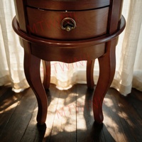 Table d'appoint ronde vintage en bois massif avec pieds cabriole en cerisier, petite table de chevet pour canapé et lit (15,7' de profondeur x 25,6' de hauteur)