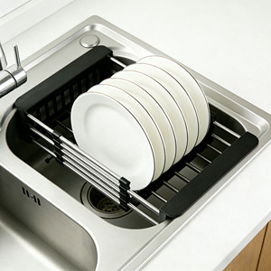 Telescopic Adjustable Stainless Steel Standing Sink Drain Rack for Kitchen Use Dish Bowl Fruit &amp; <strong>Veg</strong> <strong>Storage</strong> - Product Image 4