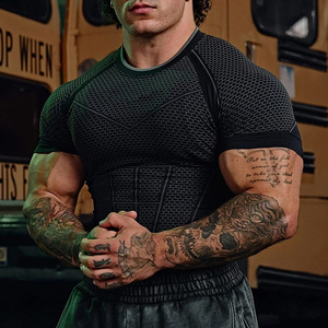 Camiseta Ajustada para <span class=keywords><strong>Hombre</strong></span>, Ideal para Correr, Deportes y Fitness, Alta Elasticidad, Secado Rápido, <span class=keywords><strong>Manga</strong></span> Corta - Product Image 3
