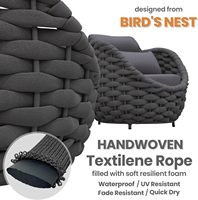 Ensemble de meubles de patio d'extérieur 4 pièces, gris foncé, pour coussins de canapé et de table de jardin.
