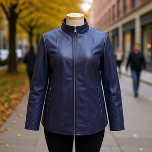 Veste en cuir grande taille HDJ 47-57 VP-77 pour femme - Product Image 3