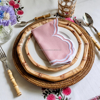 Napperons de table et sous-assiettes tissés en jonc de mer, motif végétal, couleur naturelle, jetables, durables, minimalistes, pour la rentrée scolaire