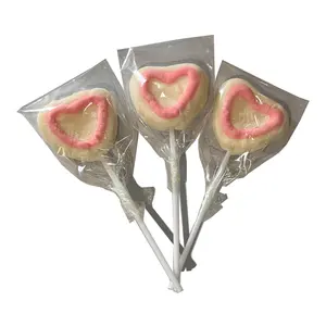 Decorated Heart Shape Marshmallow Sweet Soft Marshmallow Lollipop Candy