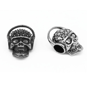 Separador de cuentas con diseño de calavera y auriculares retro de acero inoxidable para la fabricación de pulseras, accesorios de joyería de forma irregular - Product Image 5