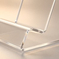 Support de téléphone en acrylique massif moderne de haute qualité, support de bureau transparent monobloc, présentoir pour exposition et salon professionnel, logo personnalisé