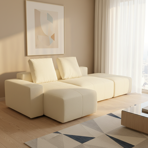 Fauteuil modulaire en forme de L en tissu éponge, style moderne, avec compression, pour salon - Product Image 2
