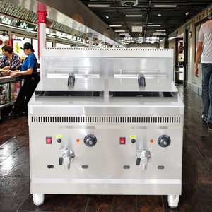 Nouvelle poêle antiadhésive pour <span class=keywords><strong>friteuse</strong></span> commerciale, <span class=keywords><strong>friteuse</strong></span> à gaz en acier inoxydable 18L + 18L avec panier - Product Image 4