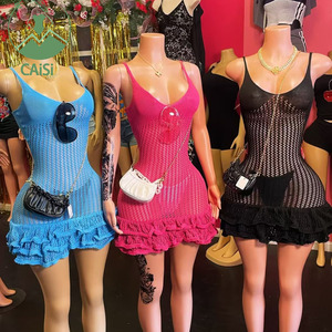 Vestido de Verano de Ganchillo para Mujer, Sexy, a la Moda, sin Espalda, Ajustado, con Tirantes Finos, para la <span class=keywords><strong>Playa</strong></span>, 2024 - Product Image 1