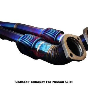 Sistema de Escape de Alto Rendimiento Vortex de 102MM en Titanio para Nissan GTR R35 VR38DETT, Diseño Recto Azul Quemado - Product Image 6