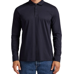 Camisas Polo Personalizadas OEM de Alta Calidad, Color Sólido, Mezcla de Algodón y Poliéster, Formales para Negocios, Manga Larga, Transpirables y Ecológicas para Hombre - Product Image 1