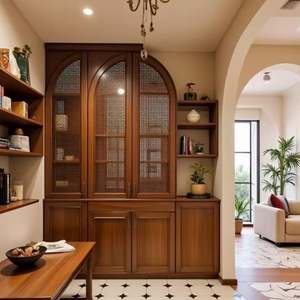 French Style Modern Wooden Panel Home <b>Bedroom</b> Furniture Wine Tableware Storage Cabinet Removable <b>Shelves</b> Living Room Villas - Product Image 6