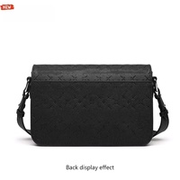 Sac bandoulière messager vintage personnalisé pour homme, style tendance, en cuir PU de luxe noir avec motif croisé et logo