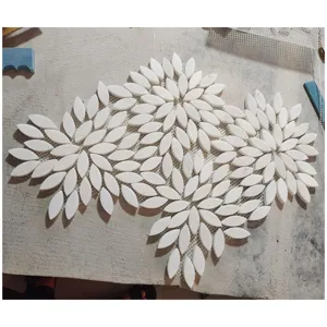 SHIHUI New Design Wall Decoration Marble Daisy Pattern Backsplash White Waterjet Tile Flower Shape Marble Stone Mosaic