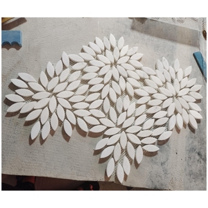 Shihui mới thiết kế tường trang trí đá cẩm thạch Daisy mô hình backsplash trắng bằng tia nước gạch hoa hình dạng đá cẩm thạch khảm - Product Image 1