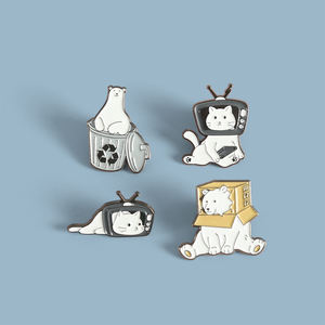 Pin de Metal con forma de oso, broche personalizado de gato, zorro, bolsa, insignias de animales de dibujos animados, Pin de solapa esmaltado, listo para enviar - Product Image 4