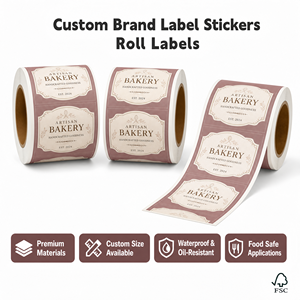 Etiquetas Adhesivas Rectangulares Personalizadas para Panadería Artesanal, Etiquetas Impermeables para Empaque de Alimentos, Impresión Offset de Calidad Premium - Product Image 2