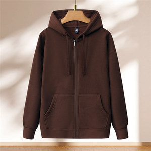 Hooded Zip Up Sweatshirt Dark Green Fleece Lined Workwear Corporate Student Uniform Autumn Style - Product Image 5