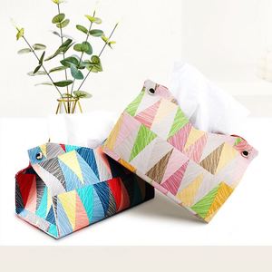 Boîte à mouchoirs en cuir durable à motif géométrique moderne rangement multifonctionnel pour le salon et la chambre à coucher - Product Image 2