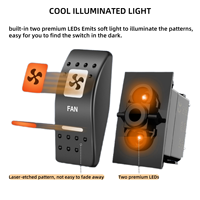 Interrupteur à bascule pour ventilateur avec rétroéclairage LED orange 12V 24V 5 broches ON/OFF, interrupteur à bascule pour bateau, camping-car, VTT, UTV, camion