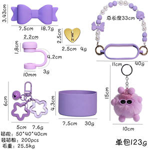 Lot de 8 accessoires roses pour gobelets : poignée, sangle, base en silicone, et accessoires pour gobelets <span class=keywords><strong>Stan</strong></span> 30oz/40oz - Product Image 3