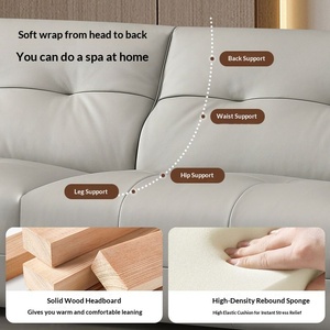 Italian Light Luxury Top Grain Leather Sofa Lawrence Marshmallow Latex <b>Sponge</b> Straight Leather Couch - Product Image 2