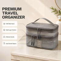 Sac de voyage transparent en maille grande taille pour cosmétiques - Trousse de toilette multifonctionnelle pour pinceaux de maquillage et articles de douche - Offre spéciale