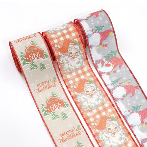 Fita de Natal Vermelha e Verde de 6,3cm com Borda de Plush Branca para Festas - Product Image 3