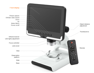 200X 7 "LCD 스크린 플라스틱 스탠드 학교 학생용 디지털 현미경 동전 보석상 - Product Image 2