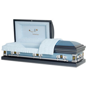 葬儀用の神のケアパネルに20ゲージのスチールアメリカンスタイルの2トーン仕上げの青い棺 - Product Image 1