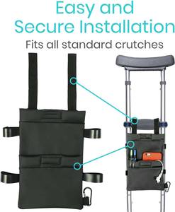 Échantillon gratuit Sac de transport pour béquille léger, accessoires pour béquille personnalisables, sac de rangement pour béquille médicale pour jambe cassée avec poches - Product Image 4