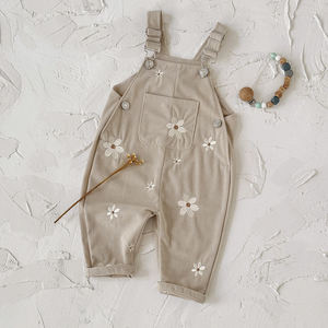 จั๊มสูทเด็กผู้หญิงสไตล์เกาหลี ลายปักดอกไม้ สายเดี่ยว สำหรับฤดูใบไม้ผลิและฤดูใบไม้ร่วง ดีไซน์หวาน น่ารัก แบบถักใหม่ - Product Image 6