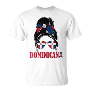 Camiseta con Diseño de la Bandera Dominicana para Mujer, Camiseta Patriótica de Manga Corta con Cuello Redondo, Impresión Digital, para Adultas - Product Image 1