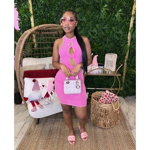 Abito aderente nero lavato con acido per donne con decorazione a bottone con Design ritagliato Look Sexy per Night <span class=keywords><strong>Club</strong></span> - Product Image 6