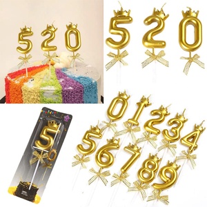 Vendita calda numeri di buon compleanno 0-9 candele Golden Crown Christmas Valentine Party <span class=keywords><strong>Candles</strong></span> - Product Image 3