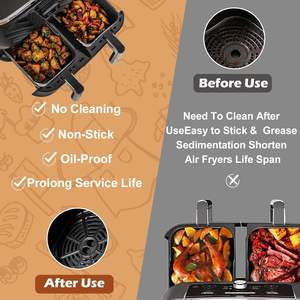 <span class=keywords><strong>Ninja</strong></span> <span class=keywords><strong>Foodi</strong></span> Air Fryer AF300UK, 2Pcs <span class=keywords><strong>Ninja</strong></span> <span class=keywords><strong>Foodi</strong></span> Double Zone Réutilisable Silicone Double Panier 7.6L Air Fryer Liner - Product Image 3