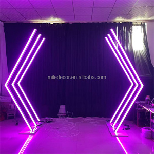 MILE Popular RGB Light Geometric Metal Backdrop Stand LED Tunnel Wedding <strong>Arch</strong> 90x270cm 8-9ft for Wedding Stage <strong>Walkway</strong> - Product Image 1