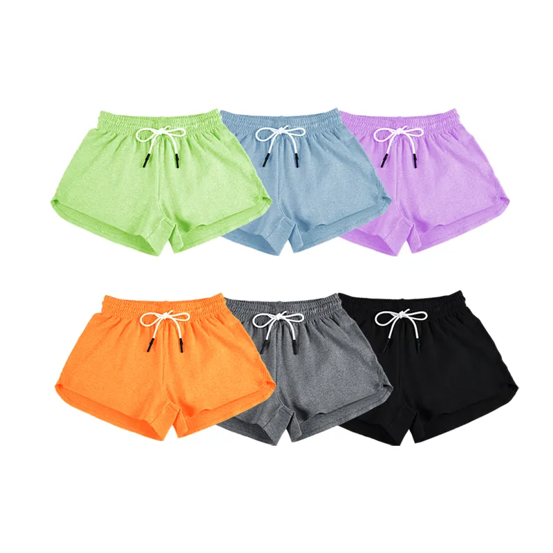 Shorts de algodão para mulheres, cor pastel atacado, logotipo personalizado, verão